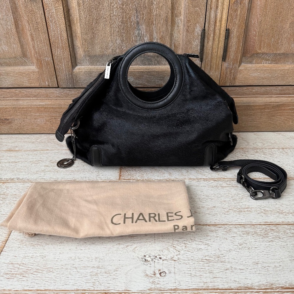 Charles Jourdan Black Calf Hair Bag